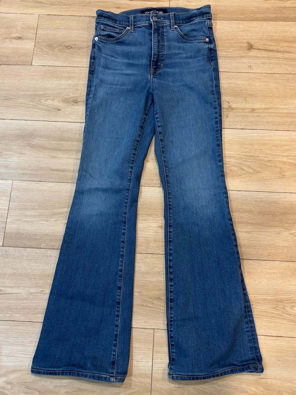 Veronica Beard Beverly Skinny Flare Jeans Mid dark denim High Rise 29 30” Inseam